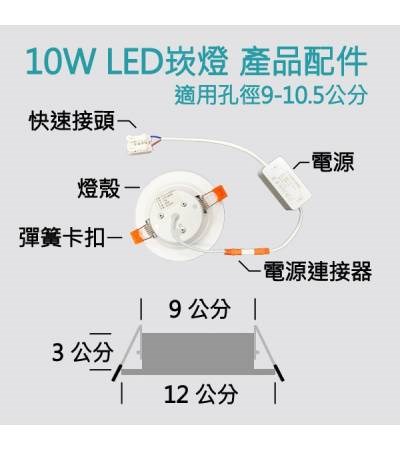 LED 10W 9CM 3.5吋 崁燈