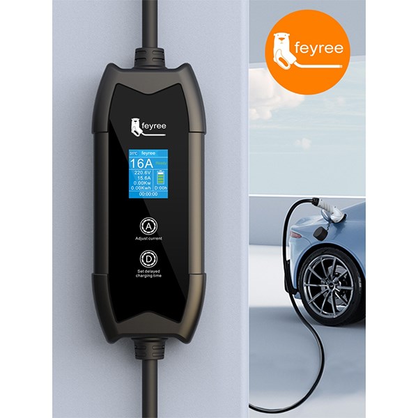 【台灣 菲爾雷】CAT 便攜式電動車充電器 旅充 Type1 SAE J1772 / Type2 IEC 62196-2 1.8寸顯示器電流調整 預約充電