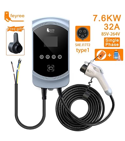 【台灣 菲爾雷】WMTY EV 電動車掛壁式充電樁 Type1 j1772 7.6/9.6/12KW 32/40/50A APP控制電動車 RFID感應卡