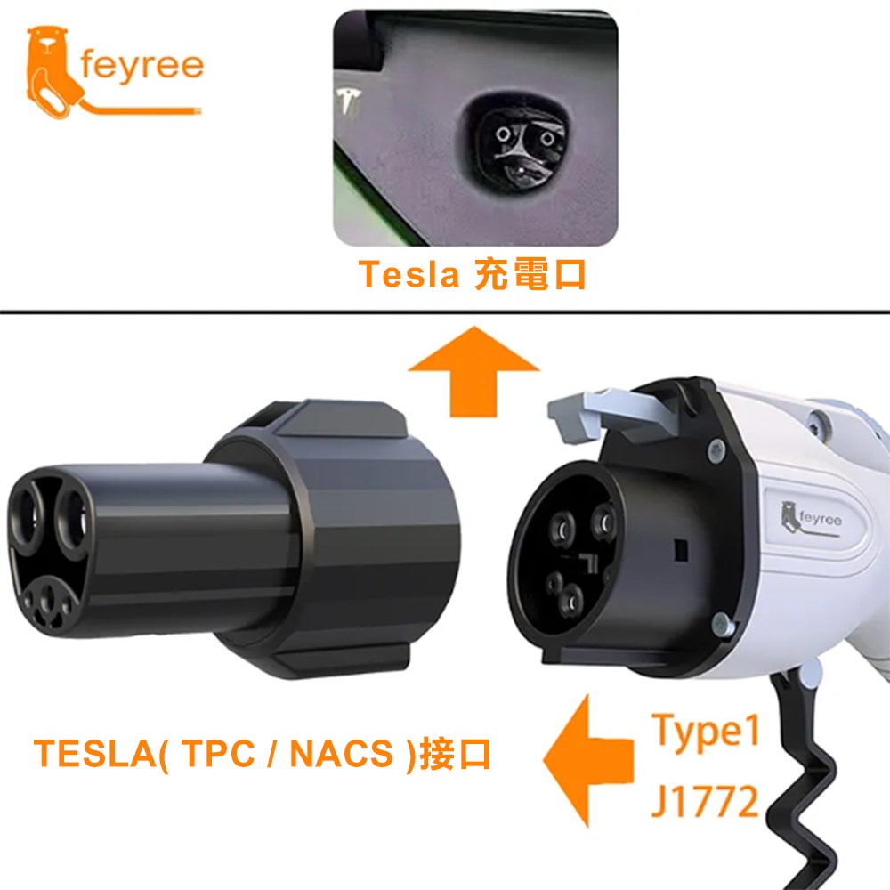 【台灣 菲爾雷】Type1 轉 TESLA( TPC / NACS ) 轉接頭 Type1充電樁轉接頭 TPC轉接頭
