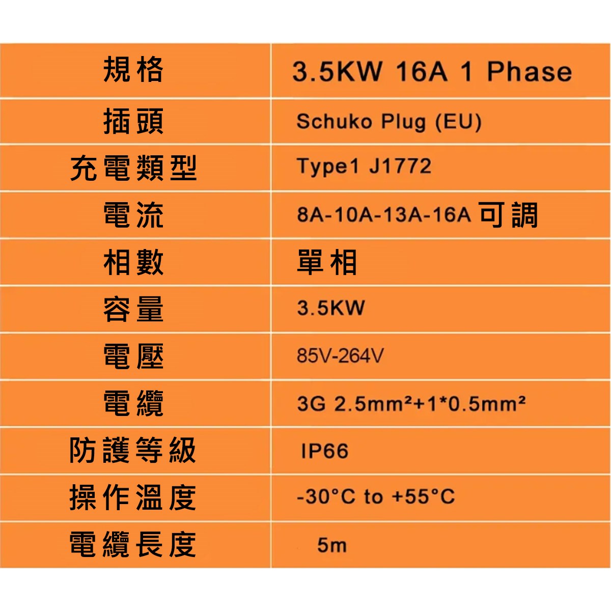 【台灣 菲爾雷】ALH鋁合金便攜式電動車充電器 Type1 16A 3.5KW EV充電樁 旅充