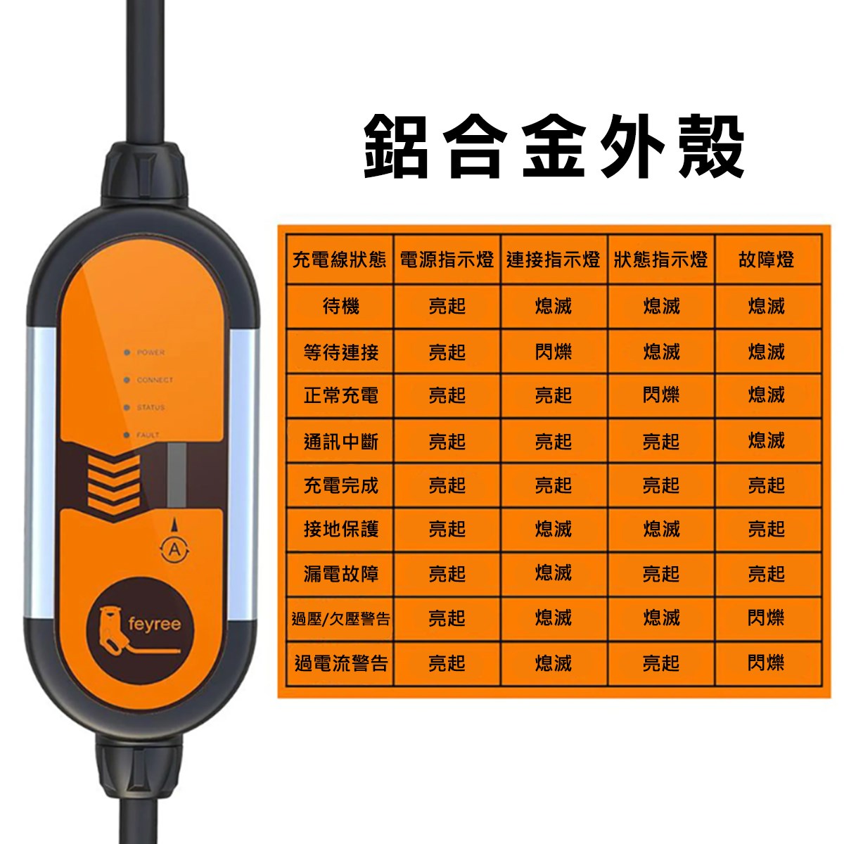 【台灣 菲爾雷】ALH鋁合金便攜式電動車充電器 Type1 16A 3.5KW EV充電樁 旅充