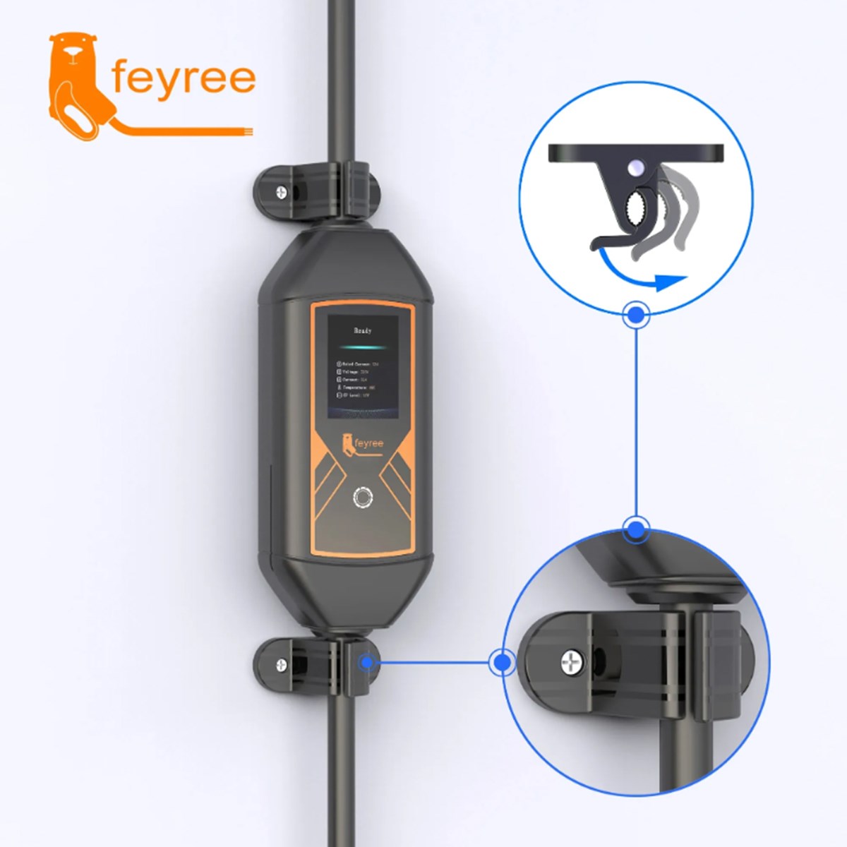 【台灣 菲爾雷】 電車充電盒通用支架夾 固定夾 螺絲安裝支架 適用Type1 Type2便攜式電車充電盒