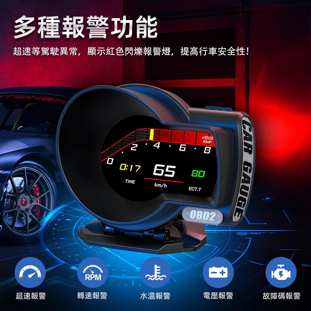 F8 PRO OBD2+GPS Multi-Function Racing Gauge