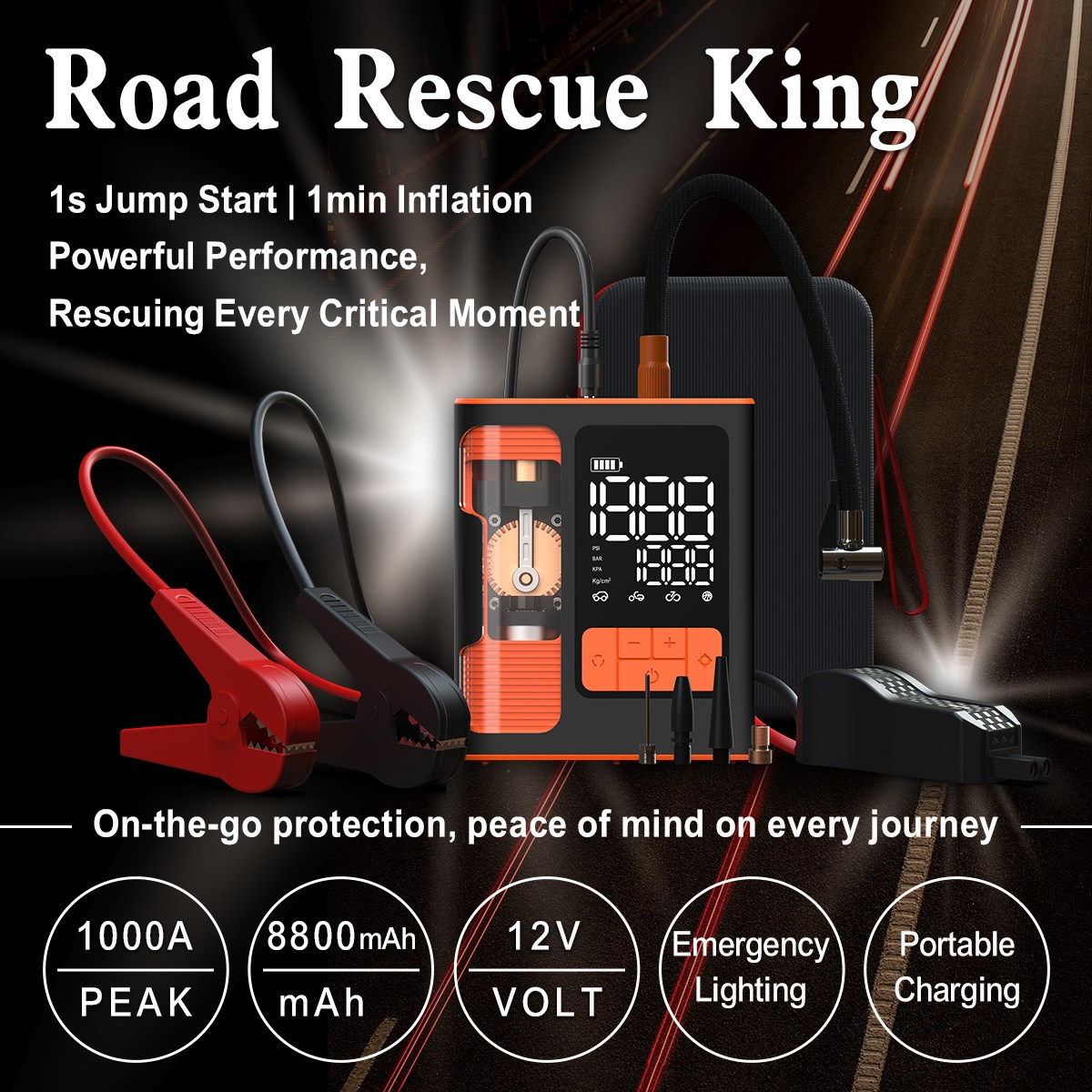 4 in 1 portable tire inflator